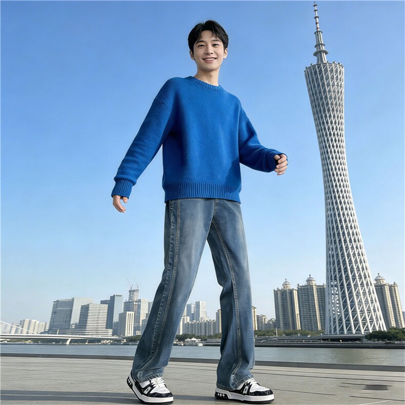 美式高街vibe风抖音品质弹力牛仔裤KB03P45,男装牛仔裤,电商D325