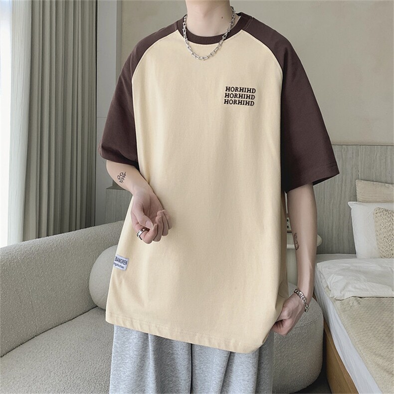 夏季潮牌刺绣插肩短袖T恤男港风ins潮流半袖打底衫上衣T1488-P30,男装T恤,星座512-3