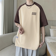夏季潮牌刺绣插肩短袖T恤男港风ins潮流半袖打底衫上衣T1488-P30，男装T恤，星座512-3