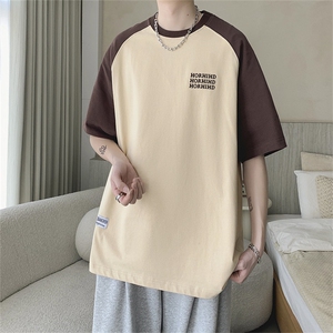 夏季潮牌刺绣插肩短袖T恤男港风ins潮流半袖打底衫上衣 T1488-P30图片