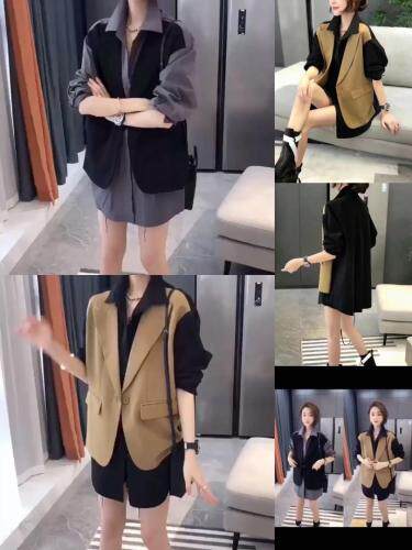 假两件套，俩色俩码，水洗拼接西装面料，女装西装，魅影菲怡