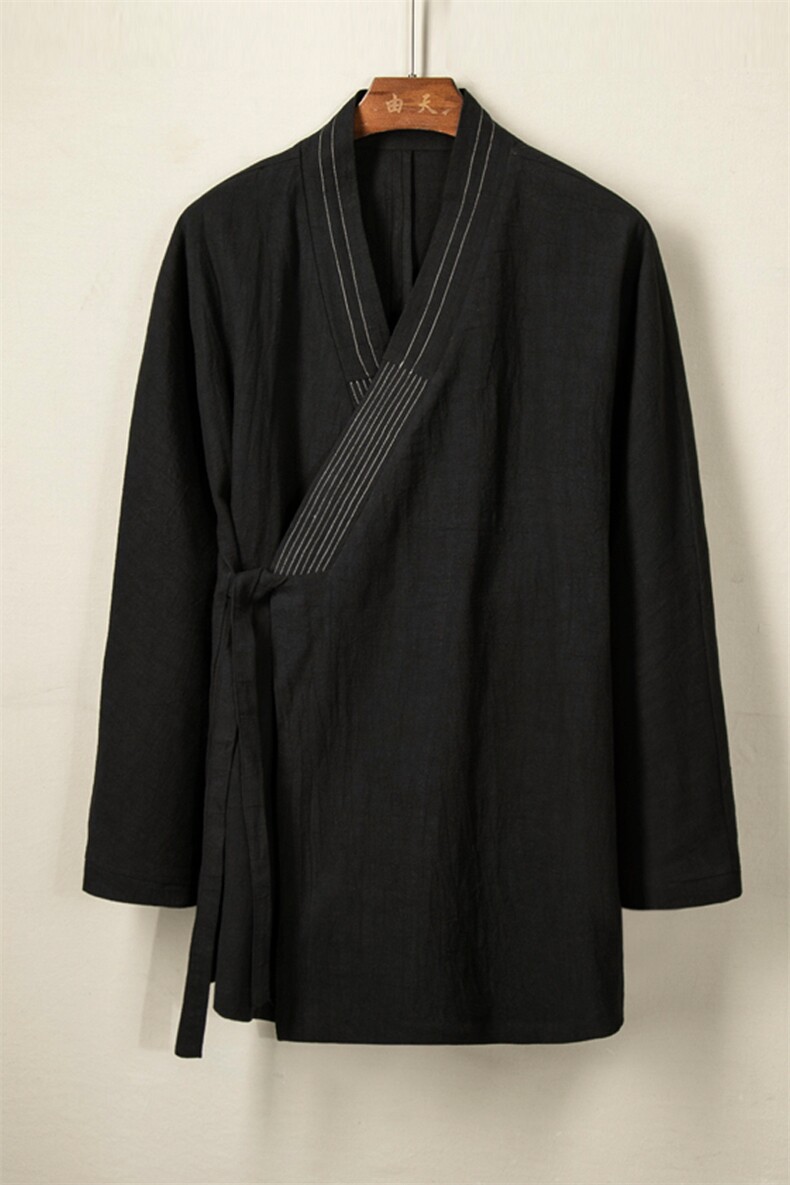 风男装棉麻男士汉服中长款款禅服H27P90,男装民族服装,钱塘802