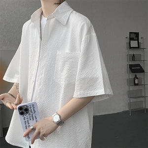 8XL-M泡泡纱盐缩肌理短袖衬衫男夏季冰丝外套防晒衬衣DC28011P36图片