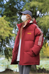 冬季拼三条杠面包服宽松男女情侣连帽棉衣羽绒棉C408 M1202P100图片