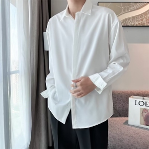春秋内搭免烫垂感丝滑衬衫男长袖韩版宽松ins痞帅衬衣男C08-P30