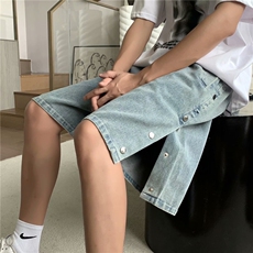 夏季排扣牛仔短裤男ins潮牌宽松百搭潮流薄款五分牛仔裤DK596-p38，男装牛仔裤，星座1008