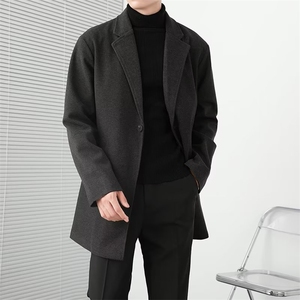 厚款毛呢大衣中长款宽松韩版气质风衣男高级感休闲西装外套 FM51图片