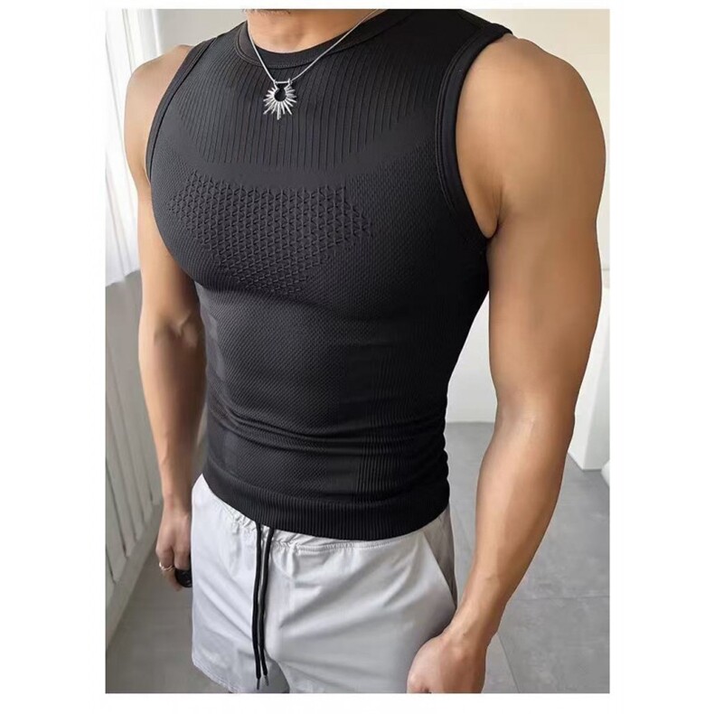 无缝背心肌理感撸铁训练球服坎肩无袖跑步健身衣速干衣BX15P35,男装背心/马甲,电商D256-1(原A064-1)