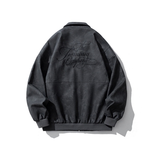 白底做旧面料字母刺绣皮衣金属装饰大码M-5XL夹克JK77861P95控158图片
