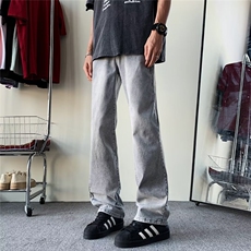 美式hiphop微喇牛仔裤男女高街水洗复古阔腿潮牌直筒裤GN011-p40，男装牛仔裤，星座1008