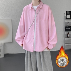 加绒衬衫男冬季新款港风宽松条纹加厚保暖长袖衬衣JR89-P39，男装衬衫，星座214-3