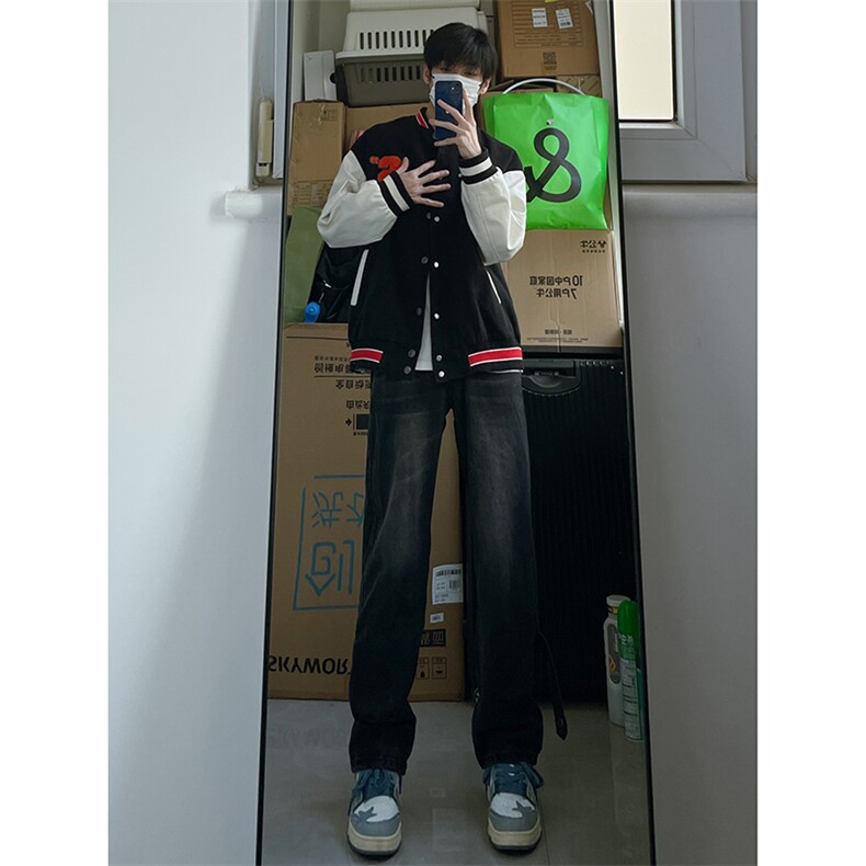 B221美式ins高街小众拉链直筒牛仔裤LK23028-P60控78,男装牛仔裤,电商B221