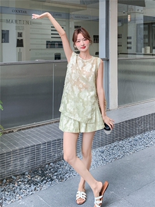 现货夏装新款新中式盘扣复古套装两件套2b114-2270-P160-K249图片
