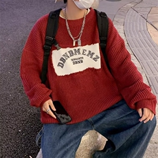 美式街头设计感圆领毛衣男慵懒风休闲针织衫M9972P42，男装针织衫/毛衣，星座1116-2