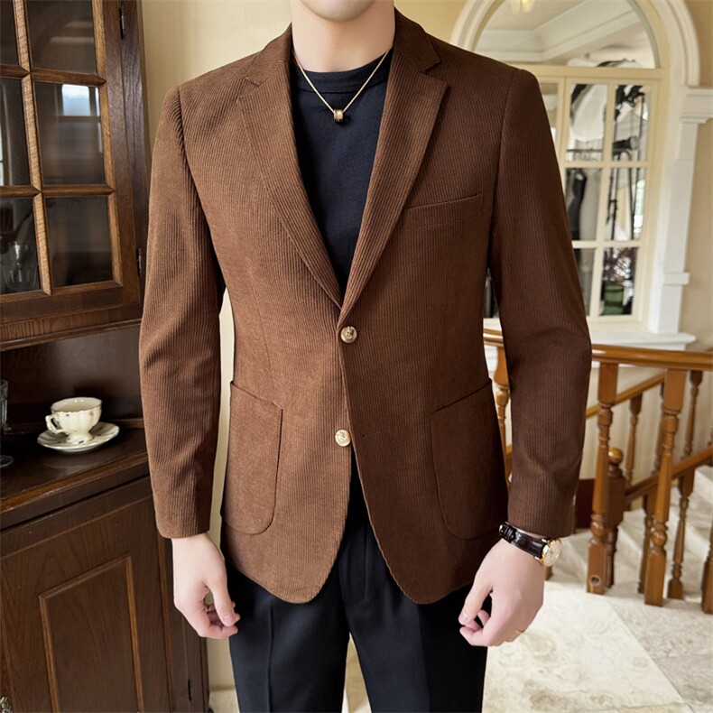 26做货-男士灯芯绒休闲西装修身韩版西服外套上衣DX6948P165，男装西服套装，电商D216