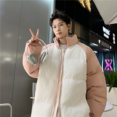 88拼接色棉衣拉链撞色棉袄男女生情侣立领A177-M718-P48，男装棉衣，电商A177