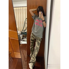 2025秋季美式中性迷彩微喇牛仔裤男街头宽松拼接直筒休闲G970-P55，男装牛仔裤，星座301D-3