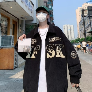 街头夹克灯芯绒棒球服男春季2023新款宽松bf风翻领外套JK940-P76图片
