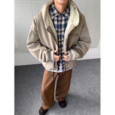 加绒牛仔棉服男冬季棉衣外套羊羔绒加厚毛领保暖外套MY1311-P158，男装棉衣，星座1103-3