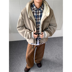 加绒牛仔棉服男冬季棉衣外套羊羔绒加厚毛领保暖外套MY1311-P158图片
