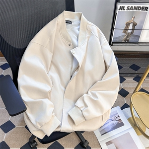 复古美式飞行员夹克男立领春秋季休闲cleanfit纯色简约棒球服外套图片