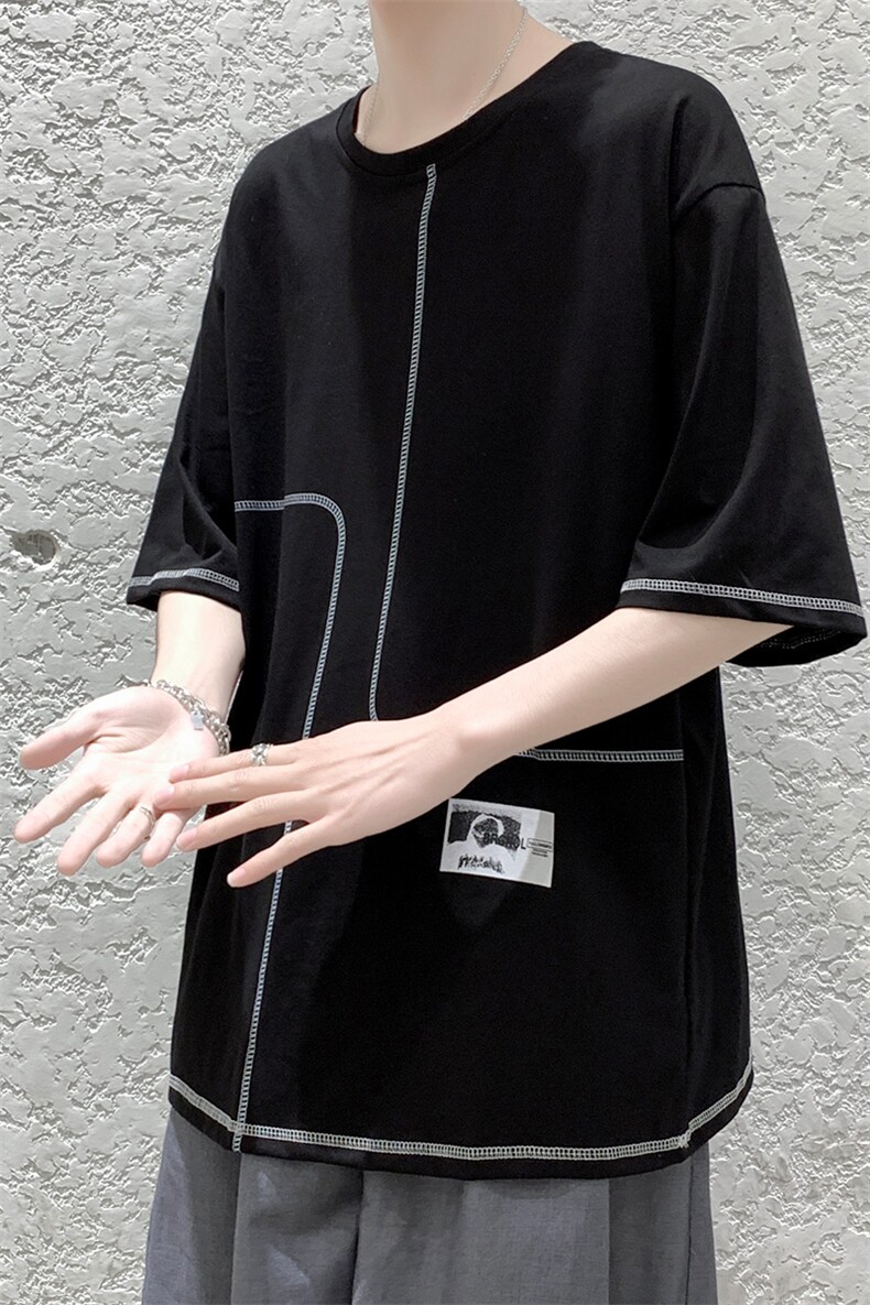 夏季短袖T恤男潮流港风A210-A8308-P25,男装T恤,星座210-3