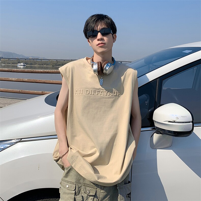 280克重磅100棉凹凸印工艺大码坎肩体恤 A436-1602-特P3249图片