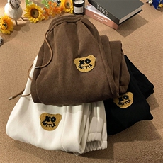 现货主推休闲裤男加绒加厚小熊刺绣阔腿裤416B-KLJ306-P60限78，男装休闲裤，星座416B-1