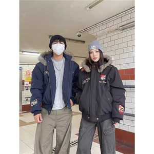 现货DMF502-特批80冬季潮牌潮流学院风毛领连帽派克服外图片