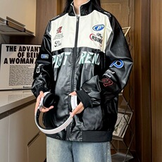 刺绣字母拼接立领夹克男女潮流牌宽松百搭机车情侣装EP5678P84，男装夹克，星座1013-1