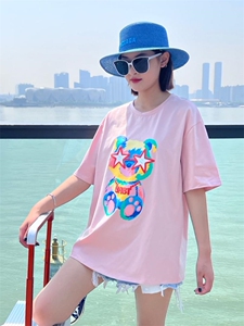 OUGNI现货起泡工艺T恤潮图片