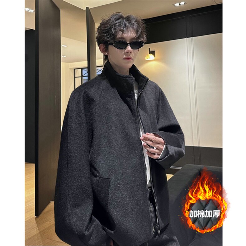 加棉加厚cleanfit立领短款拉链毛衣大衣夹克504-F30-P75控108图片