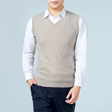 2024年秋季圆领纯色时尚都市套头无袖羊毛衫，男装背心/马甲，牧绒家园高端店