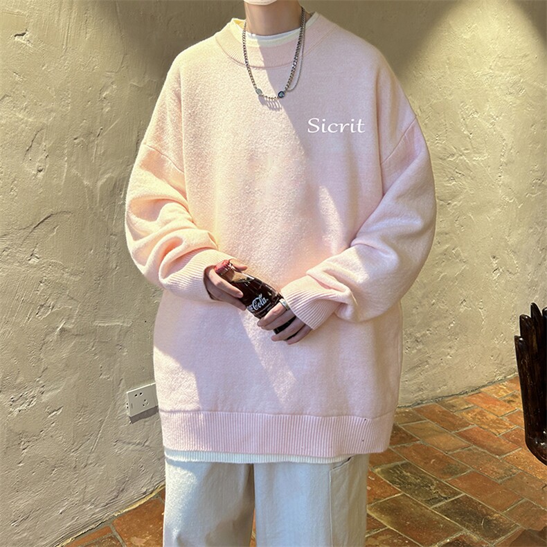 控78假两件毛衣男大码加绒针织衫男毛线衣M80098-P55加绒P70,男装针织衫/毛衣,电商A040