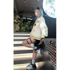 撞色刺绣棒球服女春季新款潮宽松oversize百搭外套夹克 JW726图片