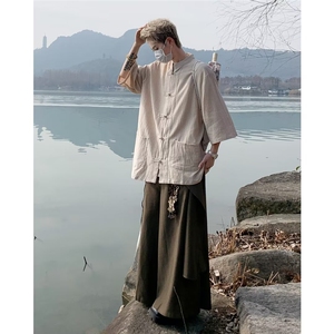 唐装男士短袖衬衫外套男夏季汉服风中C4538-P45图片