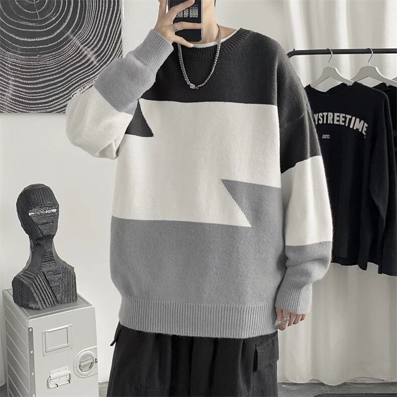 春季圆领毛衣男ins潮宽松外套潮流慵懒风新款针织衫衣服M559-p35,男装针织衫/毛衣,星座1008-2