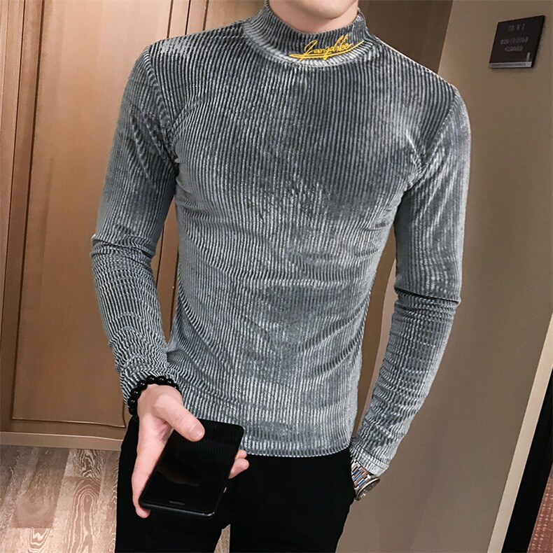 店主风T恤男长袖针织衫外穿网红半高领条纹打底衫A068-XS06-P45,男装T恤,星座419（原A233）