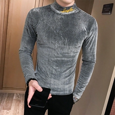 店主风T恤男长袖针织衫外穿网红半高领条纹打底衫A068-XS06-P45，男装T恤，星座419（原A233）