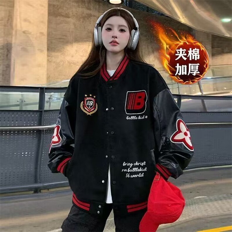 1506-1/J57831/P69徽章拼接撞色棒球服外套男女秋冬潮牌美式,女装短外套,星座1506-1