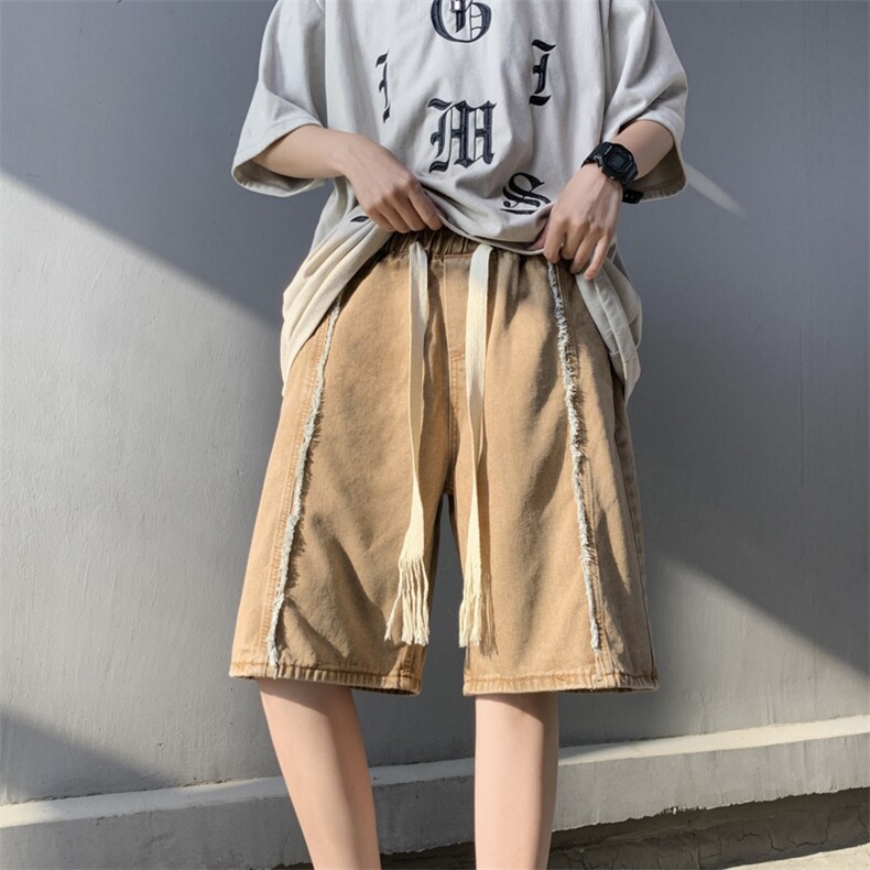 牛仔短裤男士夏季直筒宽松中裤美式潮牌五分裤子男款N0783-P40,男装牛仔裤,星座308B-1