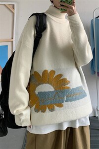 主推白色毛衣港风宽松大码男高领套头针织衫A090-xj278P95控118，男装针织衫/毛衣，电商A089-1