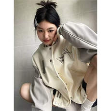 W10875-P68网图现货美式复古棒球服潮牌撞色拼接刺绣贴夹克外套，男装夹克，星座1608