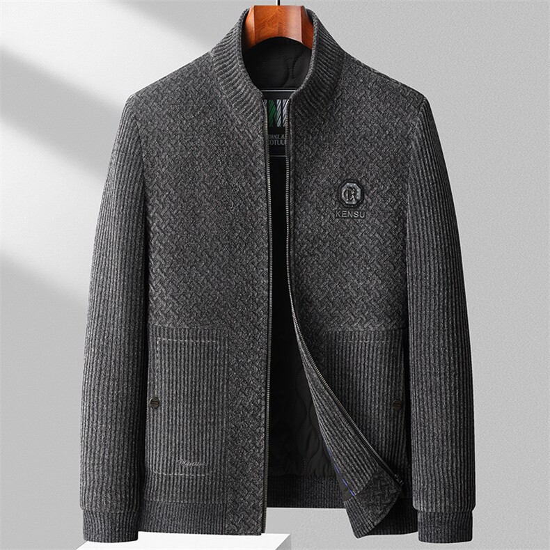 中年男新款加厚保暖夹棉冬季男装棉服爸爸装休闲外套QS3797-P180图片