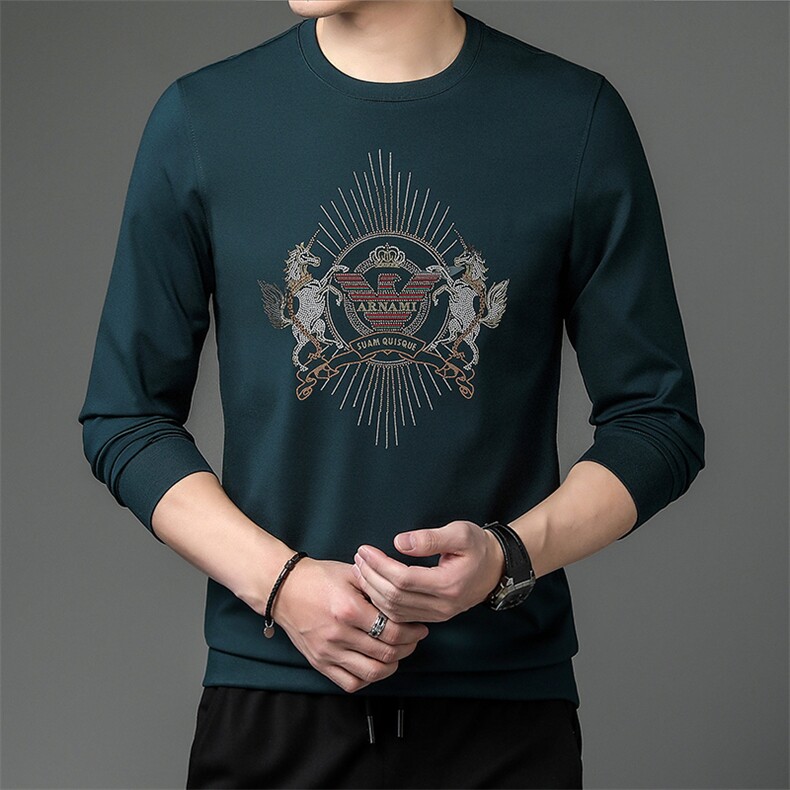 中年男士卫衣春秋季新款宽松圆领套头上衣潮流印花长袖上衣,男装卫衣,电商B212（原钱塘6029）