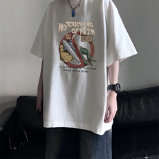 日系潮流高街百搭短袖上衣圆领纯棉印花休闲T桖HY346TP25控38，男装T恤，电商A102B