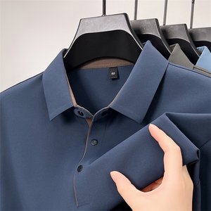 双面磨毛长袖t恤男2025秋季新款流行色上衣服轻奢高端冰丝打底衫图片