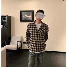 春秋季新款格子刺绣流苏衬衫美式复古开衫外套男2024高街宽松，男装衬衫，星座218-1（原230）