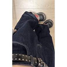 特批P40无差价秋季水洗复古中性男女格子卷边牛仔阔腿裤N9050，男装牛仔裤，电商A001-1