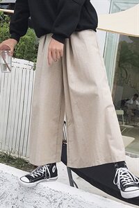 2021春秋款舒适长裤色织亚麻休闲裤百搭细条纹宽松男长裤D33P75图片